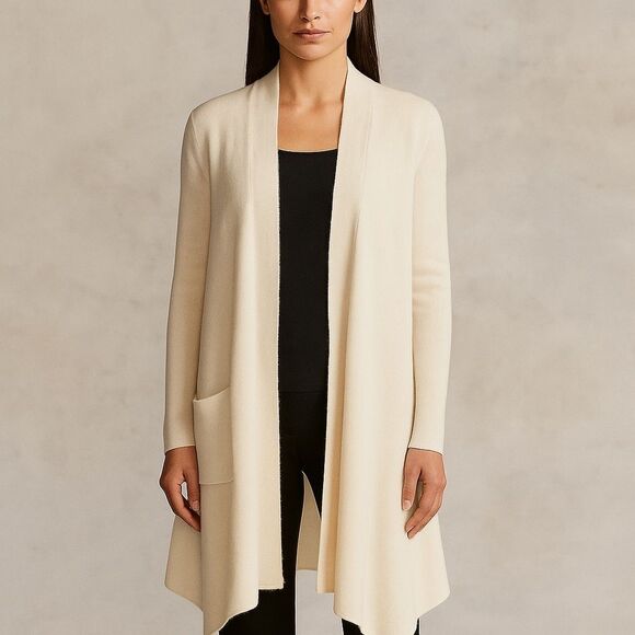 REVOLVE Theory Kalalyn Cashmere Cotton Blend Longline Long Cream White Cardigan - Picture 1 of 5